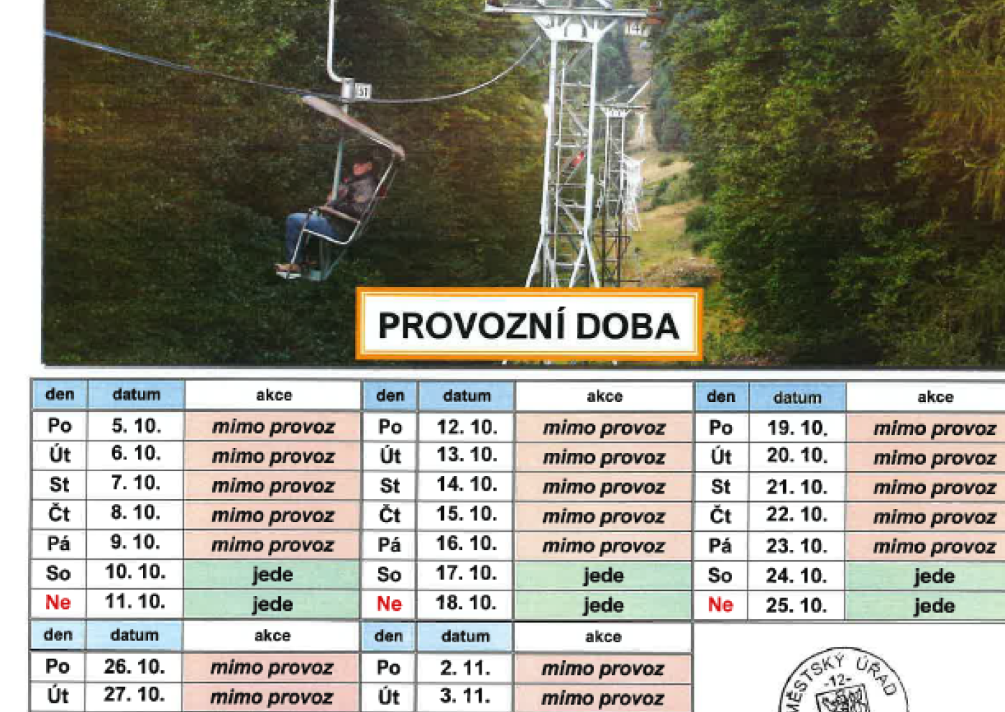 Omezení provozu lanové dráhy Krupka – Komáří vížka