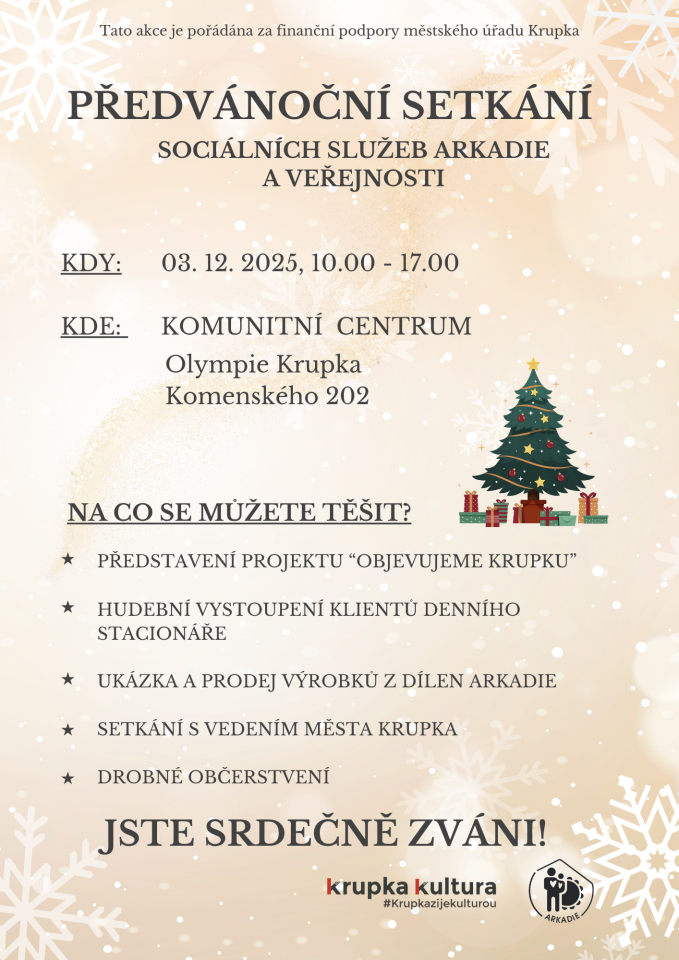 Předvánoční setkání Arkadie a veřejnosti 3. 12.