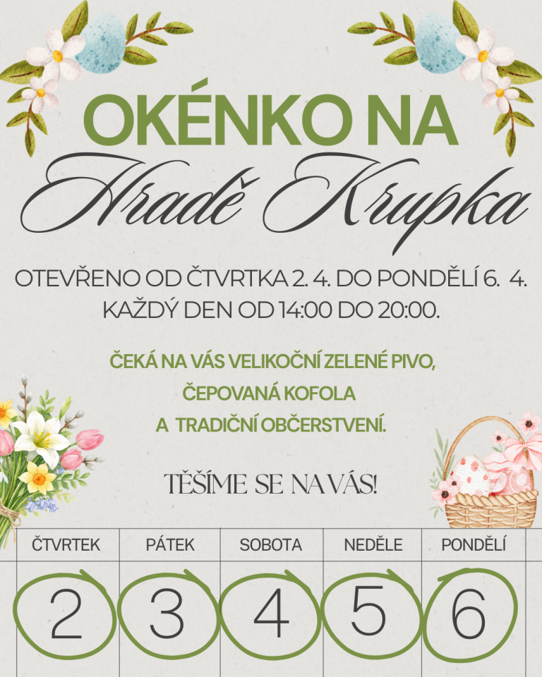 Okénko na Hradě Krupka 2. - 6. 4. 2026