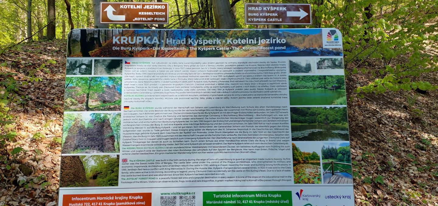 Infotabule o Kyšperku a Kotelním jezírku